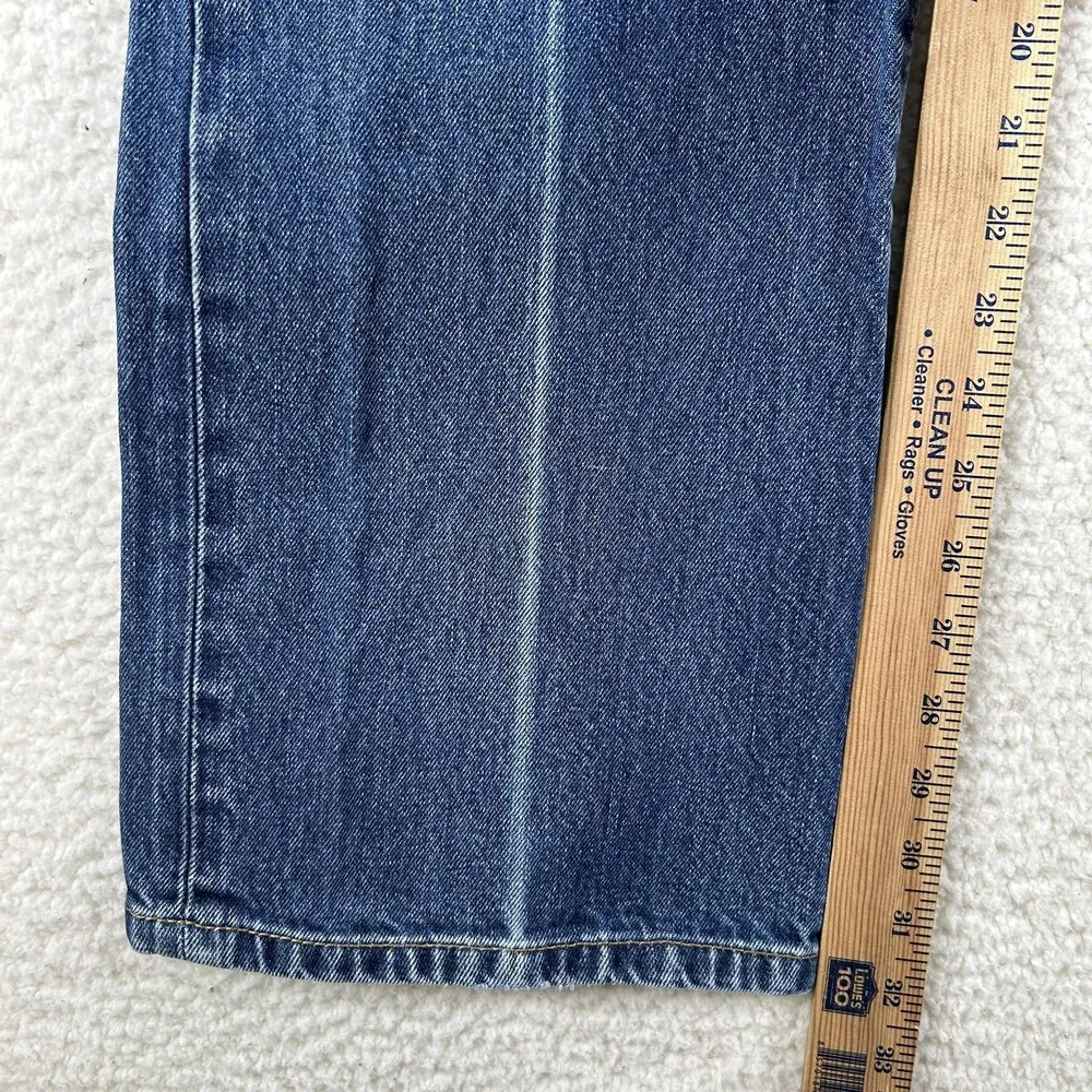 Levis 514 Jeans Mens 35x32 Medium Wash Whiskering Denim Straight Zip Fly Grunge